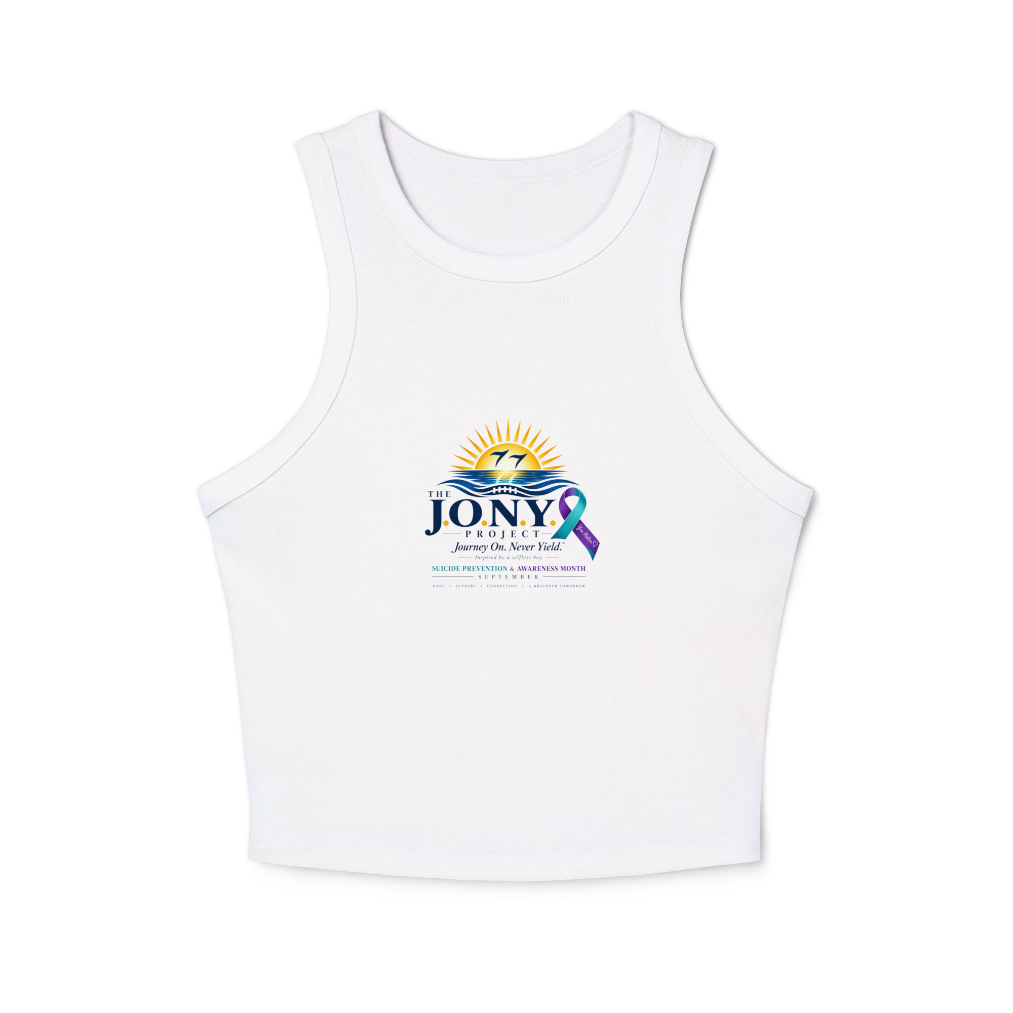 Jony’s Message Racer Tank — Suicide Prevention & Awareness Collection - Image 3